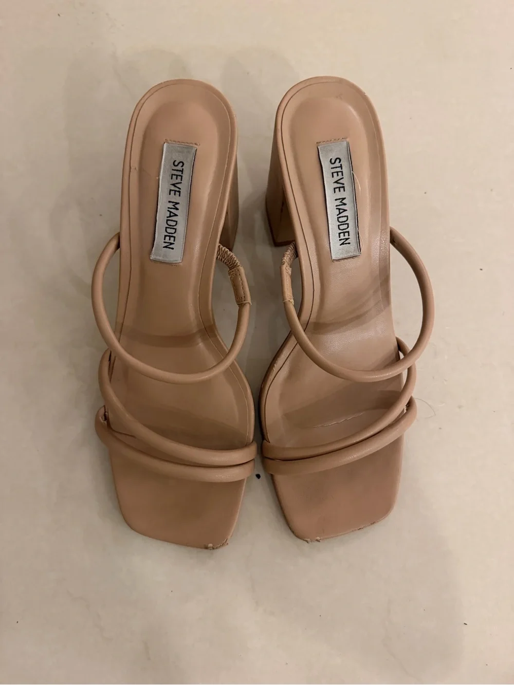 Steve Madden Blush Tan Strappy Block Heel Sandals